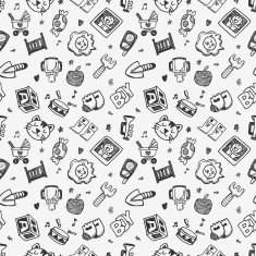 seamless doodle baby pattern background N42