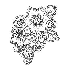 Hand-Drawn Abstract Henna Mehndi Flower Ornament N4