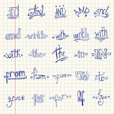 Catchwords design elements set And with the in from to