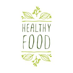 Healthy food - product label on white background