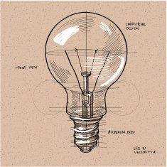 vector sketch illustration - light bulb N2