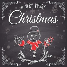 Christmas card-Snowman on chalkboard