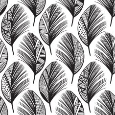 Seamless pattern with hand-drawn doodle feathers
