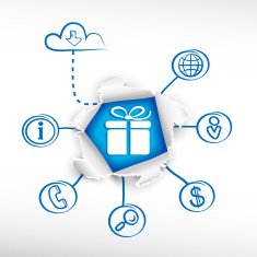 Gift box and sketch diagrams Doodle vector illustration
