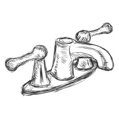 Vector Single Sketch Retro Faucet N2