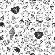 Hand drawn tea time background N2