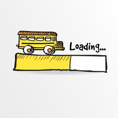 Loading bar with a yellow school bus vector