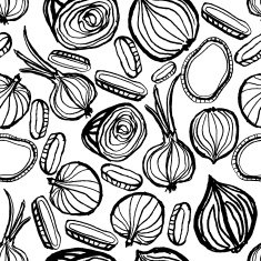 Hand drawn onion doodle pattern seamless