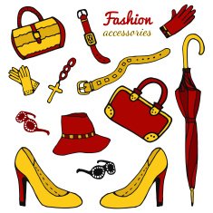 Collection women's accessories Fashion set Hand drawn