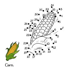 Numbers game fruits and vegetables (corn)