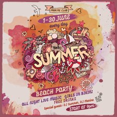 Vector summer watercolor paint party poster