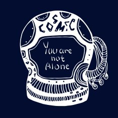Hand drawn Astronaut doodle with lettering You are not alone