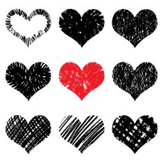 hand drawn hearts set N6