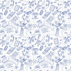 hand drawn telephones seamless pattern N3