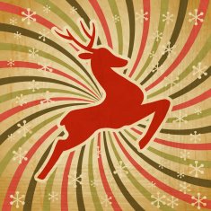 Vector Christmas background with jumping stylized deer