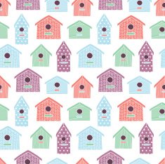 Birdhouses seamless pattern