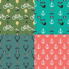 Vector Hipster Colorful Seamless Pattern set Background