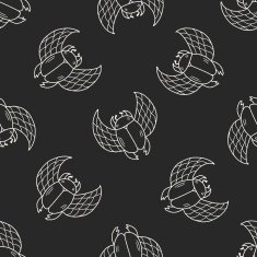 Dung beetles doodle seamless pattern background N2