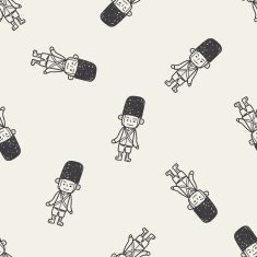 England Soldier doodle seamless pattern background N3