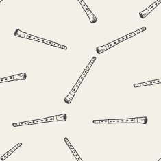 Flute doodle seamless pattern background