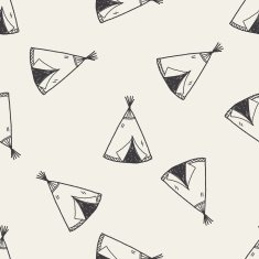 Indians tent doodle seamless pattern background