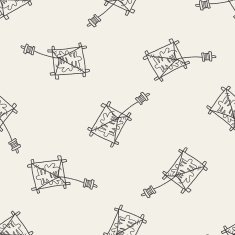 Japanese spring word kite doodle seamless pattern background N2