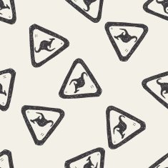 Kangaroo sign doodle seamless pattern background