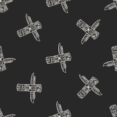 Totem Pole doodle seamless pattern background N2