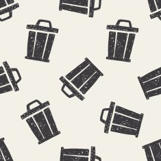 trash can doodle seamless pattern background N6