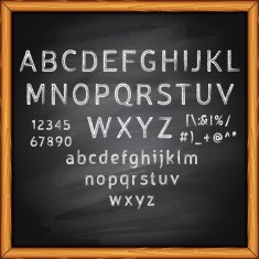 Chalk alphabet on a blackboard background