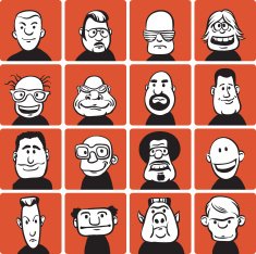 Set of doodle faces