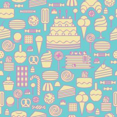 Sweets icons outline style seamless background