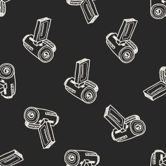 camera doodle seamless pattern background N2