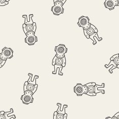 diver doodle seamless pattern background N3