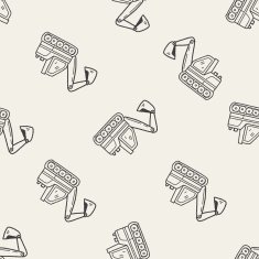 Excavator doodle seamless pattern background N2