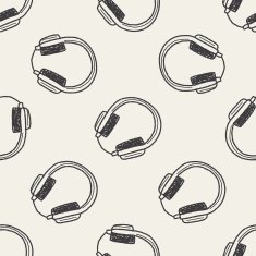 headphone doodle seamless pattern background