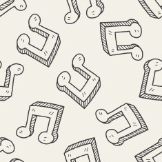 music note doodle seamless pattern background N26