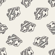 shipping box doodle seamless pattern background N35