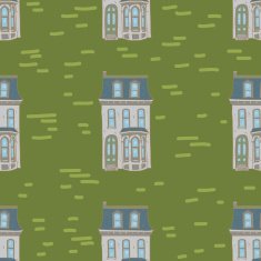 Cute house seamless vector pattern