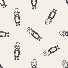 waitress doodle seamless pattern background N3