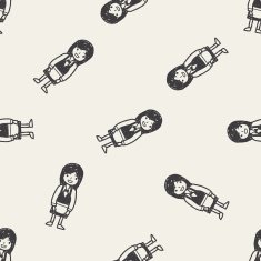 waitress doodle seamless pattern background N4