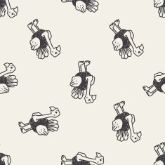 ostrich doodle seamless pattern background N4