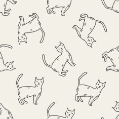 cat doodle seamless pattern background N3