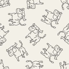 cow doodle seamless pattern background N3