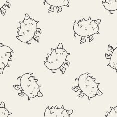 flying pig doodle seamless pattern background N2