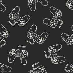 game controller doodle seamless pattern background N2