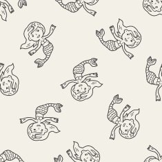 Mermaid doodle seamless pattern background N3