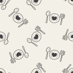 love dinner doodle seamless pattern background N2