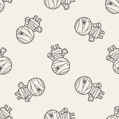 Mummy doodle seamless pattern background N2
