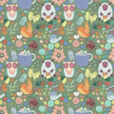 Sewing Kit Doodles Seamless pattern with illustrations of sewing tools